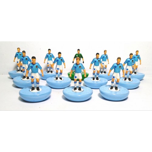 Subbuteo Andrew Table Soccer Wrexham 80's away kit on classic Hasbro bases